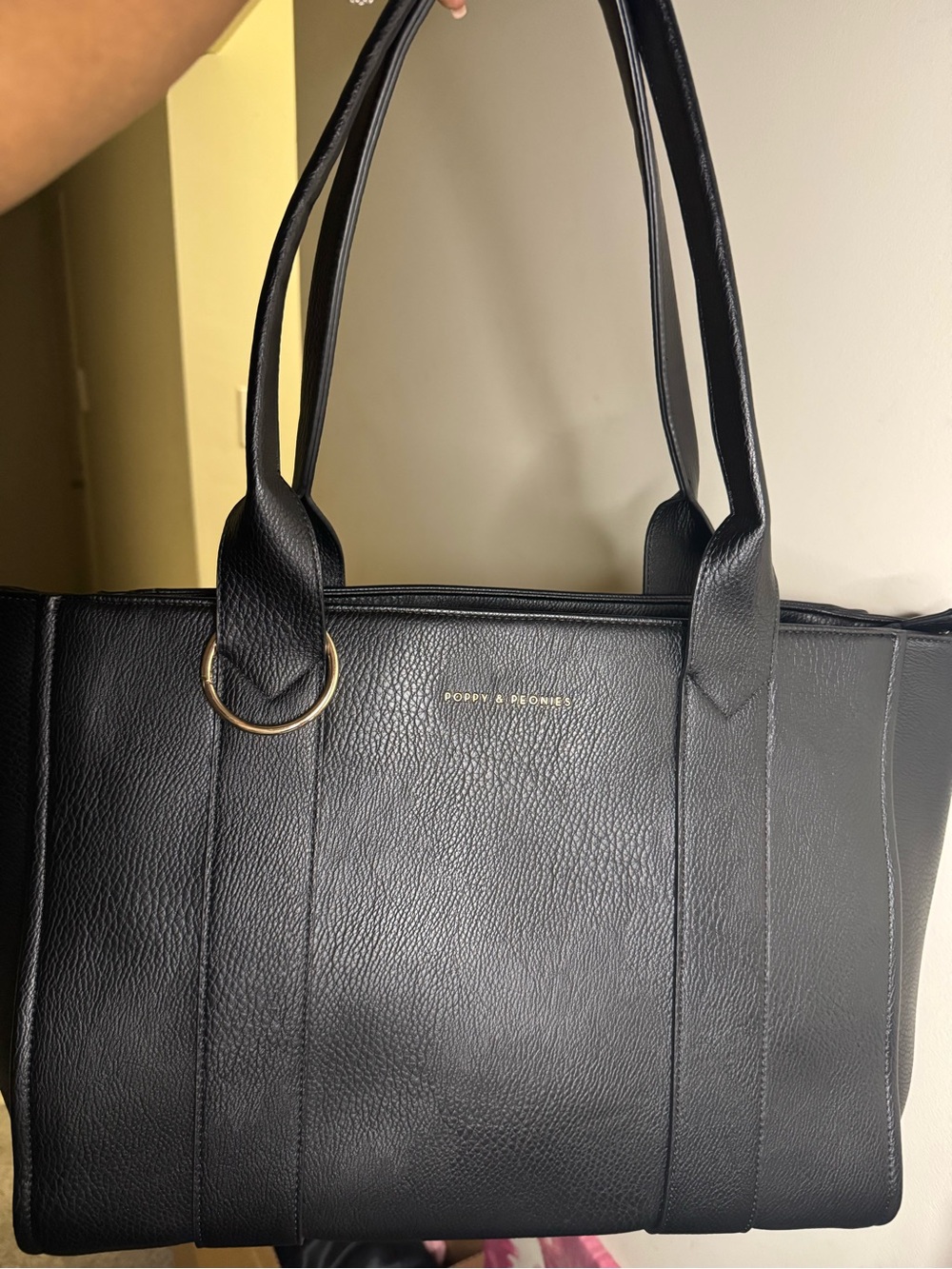 Poppy & Peonies Black Multitasker Tote Bag & Tech Case